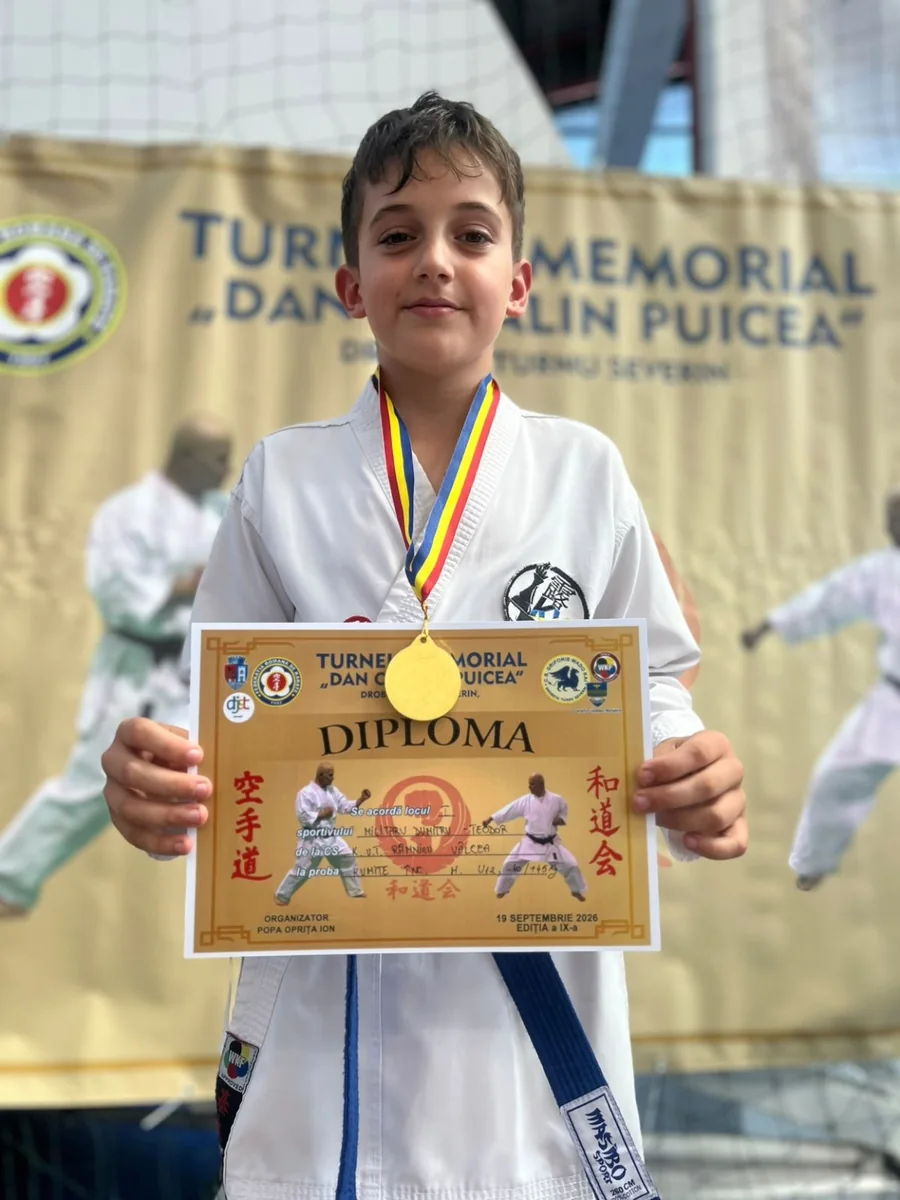 Copil de la KVT Karate Râmnicu Vâlcea cu medalie